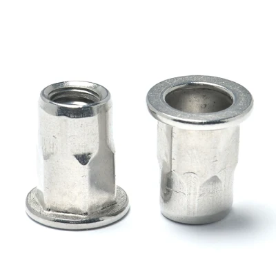 304 Stainless Steel Flat Head Half Hex Body Rivet Nuts with Open End